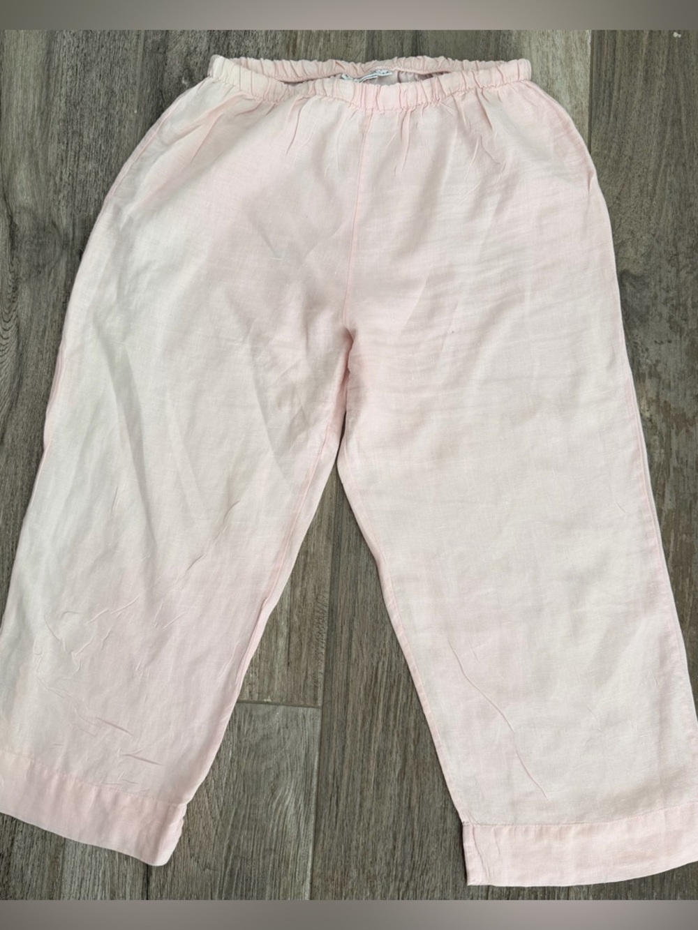 Bryn Walker Llt Pink Elastic Waist Linen Wide Leg Pants Sz Small